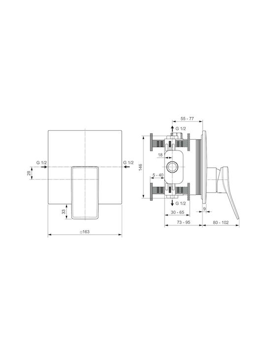 Ideal Standard Built-In Faucet Mixer for Shower 1 Exit Gold