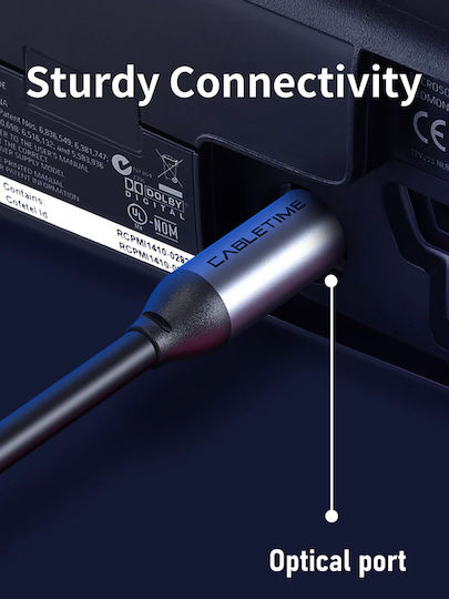 Cabletime Optical Audio Cable TOS male - TOS male Μαύρο 3m (CT-AV380-P04GN)