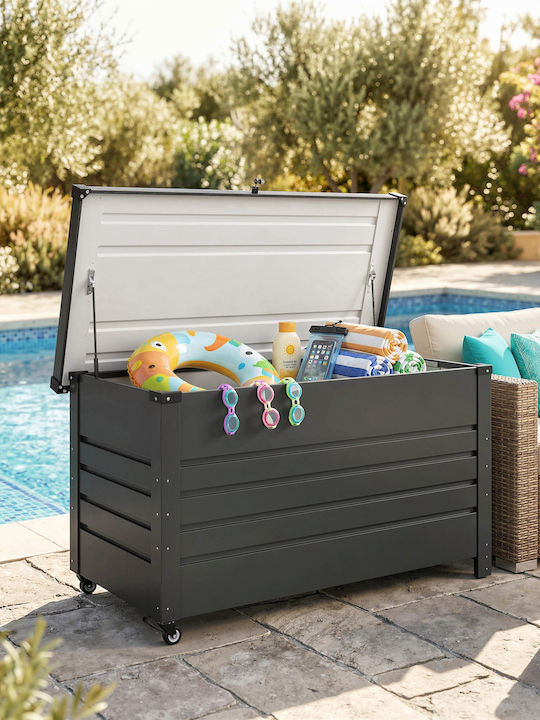 Outsunny Outdoor Storage Box Metal 350L Grey L120xW61xH67cm