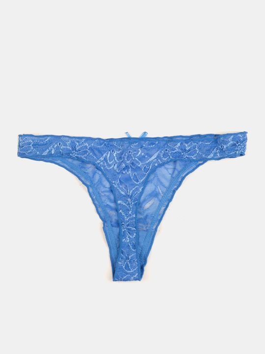 Lace Blue String Briefs Size S M Blue