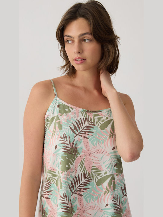 Mint Καλοκαιρινό Γυναικείο Σετ Πιτζάμας Khaki-pink Fern Mint Καλοκαιρινό Γυναικείο Σετ Πιτζάμας Khaki-pink Fern