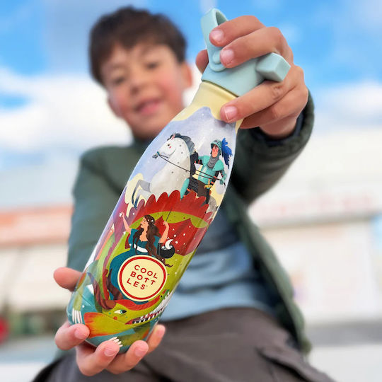Cool Bottles Kids Water Bottle Thermos Stainless Steel with Pop-Up Cap Knight Legend 350ml