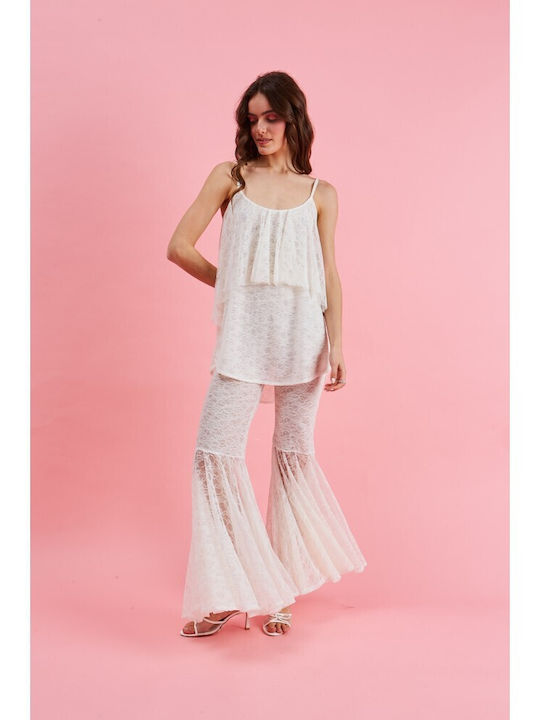 Women's Flared Pantaloons White
