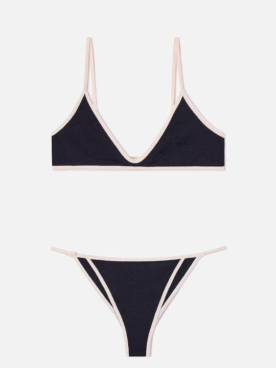 MC2 Bikini String with Laces Black White