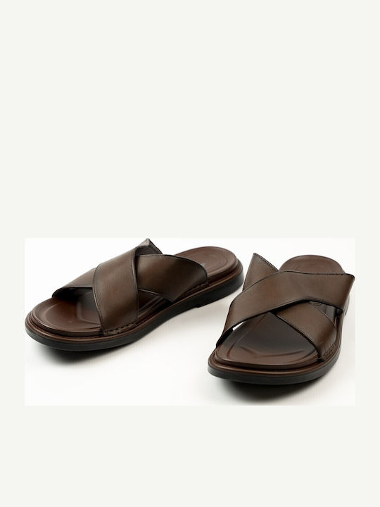 Leder Herrensandalen in Braun Farbe