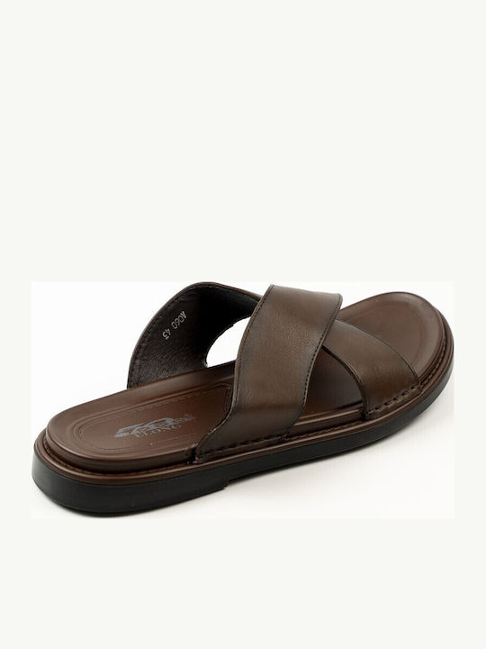 Leder Herrensandalen in Braun Farbe