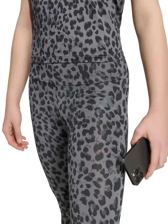 Kids Leggings Athletic Long Grey Animal