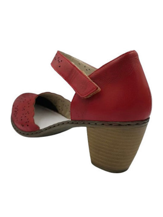 Leder Pumps mit Riemen Rote