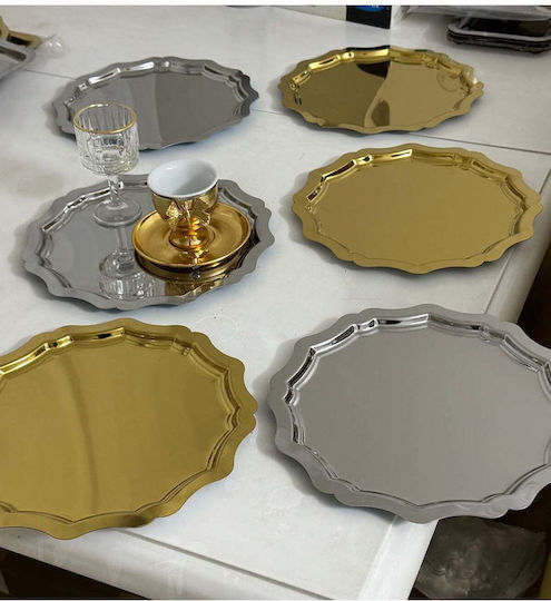 SteweHome Decorative Tray Metallic Round 24x24cm 6 Pieces