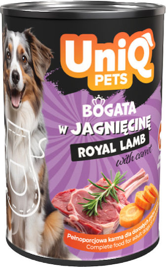 Uniq Hrana Umedă Pentru Câini în Conservă cu Miel, Carne, Ficat și Morcov 375gr