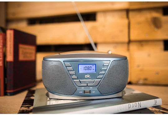 OK. Преносима аудиосистема с CD / USB / радио синьо