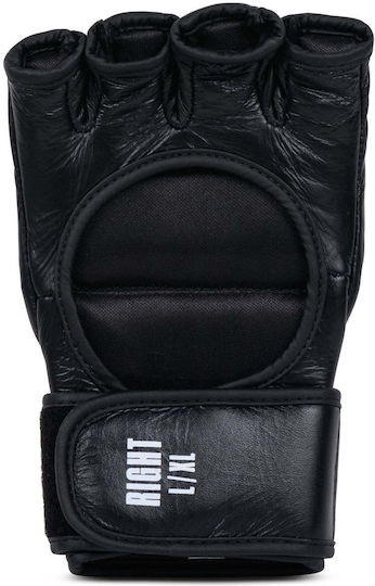 MMA Gloves Tapout Fearless Leather MMA Gloves Black White