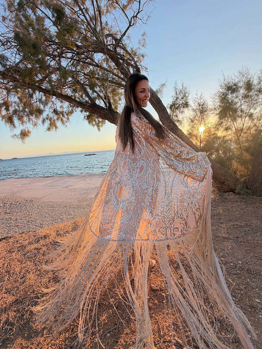 Μακρύ Γυναικείο Κιμονό Light Gold