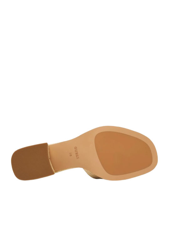 Mules with Heel in Beige Colour