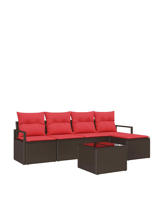 Set Camera De Zi Pentru Exterior 6 Piese Maro Cu Perne