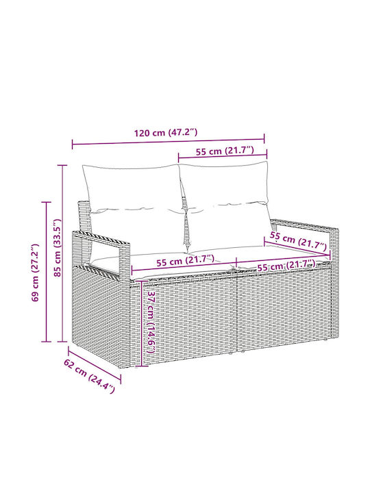 Set Camera De Zi Pentru Exterior 6 Piese Maro Cu Perne