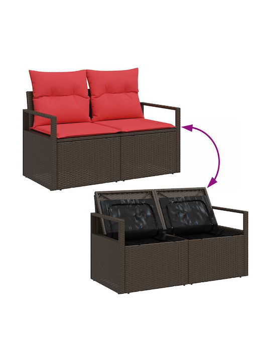 vidaXL Garten- und Outdoor-Möbelsets Typsatz für Wohnbereich 8 Stück Kaffee mit Kissen