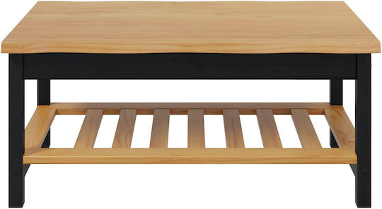 vidaXL Kaffeetische mit Funktionales Design Zentral Massivholz Schwarz M100xL60xH45,5cm
