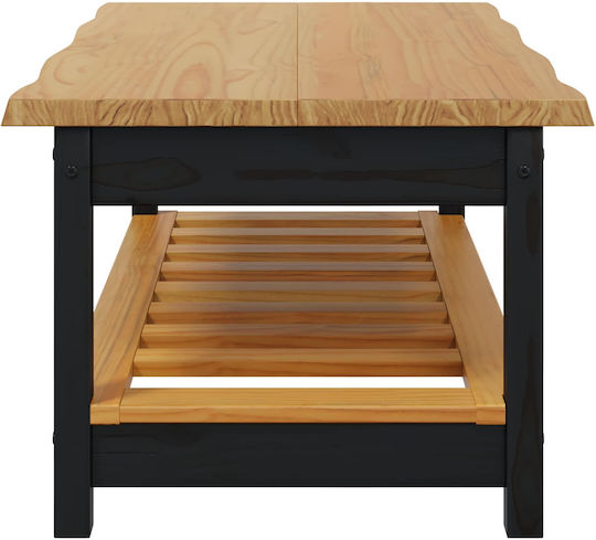 vidaXL Kaffeetische mit Funktionales Design Zentral Massivholz Schwarz M100xL60xH45,5cm