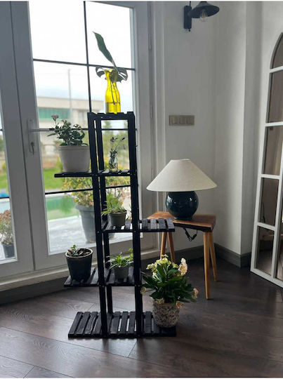 SteweHome Ραφιέρα Γλάστρας Ξύλινη Μαύρη 40x20x115εκ.