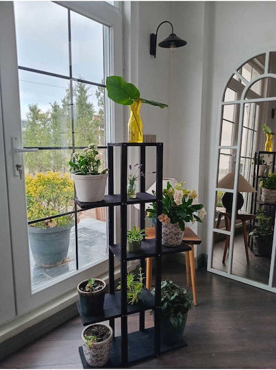 SteweHome Wooden Black Plant Stand Shelf 22.5x20x115cm
