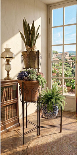 SteweHome Black Metal Plant Stand 18x18cm