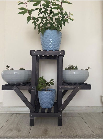 SteweHome Дървена Етажерка За Саксии Кафява