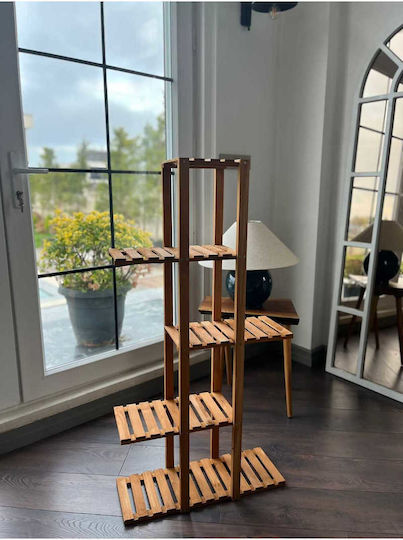 SteweHome Wooden Brown Plant Stand Shelf 22.5x20x113cm