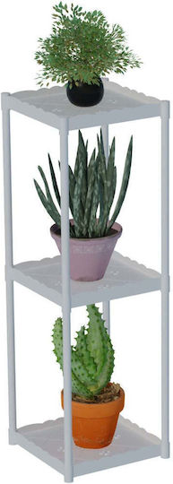 SteweHome Ραφιέρες Γλάστρας Πλαστικές Λευκές 29x29x94εκ. 3τμχ