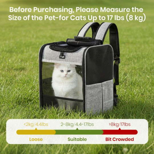 Miss Lulu Dog Backpack for Carrying Dogs/Cats Grey