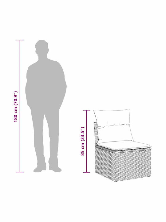 Three-Seater Outdoor Rattan Sofa With Cushions 62x55x85cm