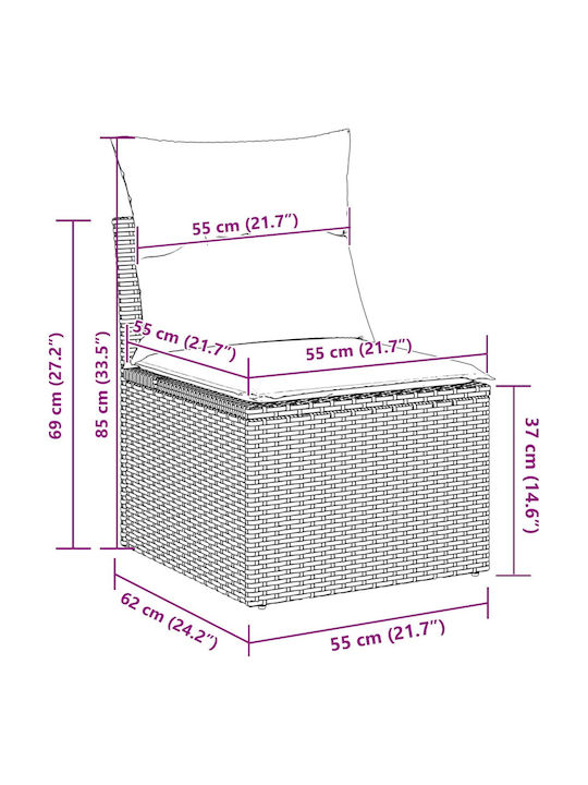 Three-Seater Outdoor Rattan Sofa With Cushions