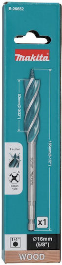 Makita Свредло с Шестоъгълно Стебло за Дърво 16x165mm