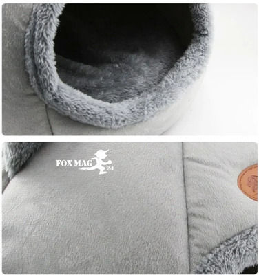 Katzenbett Samt Material Wasserdicht 33x33x30 cm Grau