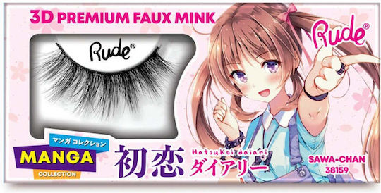 Falsche Wimpern Premium 3D-Effekt Sawa-chan Modell Chibi Manga Faux-Mink Rude Cosmetics 1 Stück
