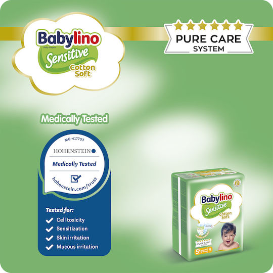 Babylino Scutece cu bandă adezivă Sensitive Cotton Soft Nr. 5+ pentru 12-17kg 126buc