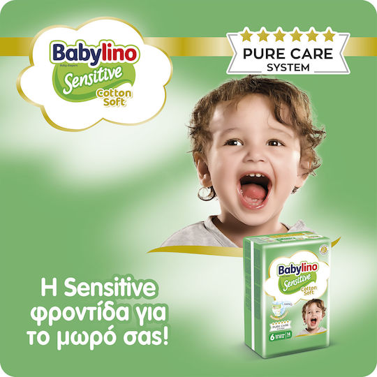 Babylino Scutece cu bandă adezivă Sensitive Cotton Soft Nr. 6 pentru 13-18kg 114buc