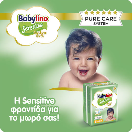 Babylino Scutece cu bandă adezivă Sensitive Cotton Soft Nr. 5+ pentru 12-17kg 126buc