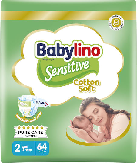 Babylino Klebeband-Windeln Sensitive Cotton Soft Nr. 2 für 3-6kg 128cm