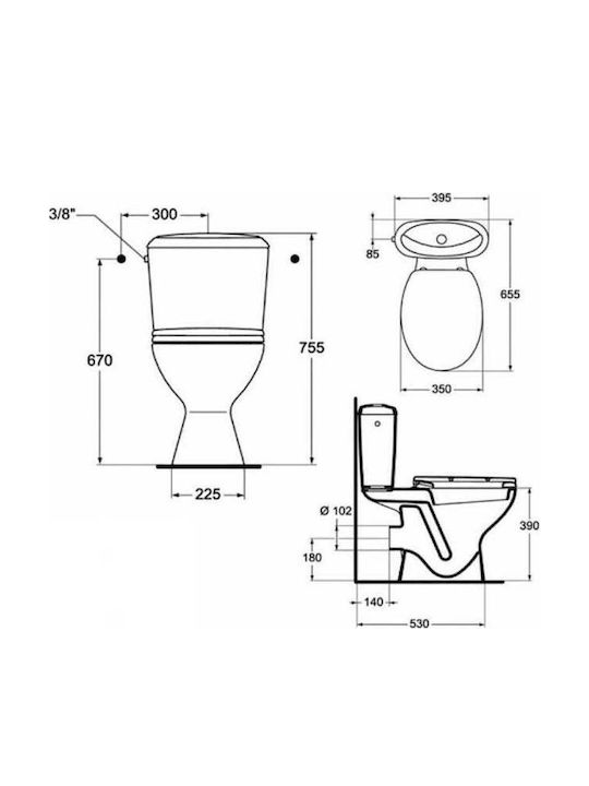 Vidima Stand-WC mit Spülung Weiß Vidima Stand-WC mit Spülung Weiß
