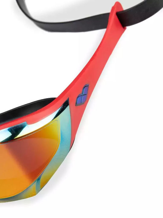Arena Cobra Swimming Goggles for Adults with Anti-Fog Lenses Red