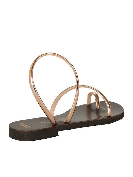 Leather Women's Flat Sandals Bronze