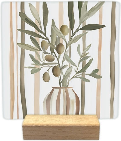 Dekoratives Fliesenstück Natürlicher Stein Olive Branch In Vase