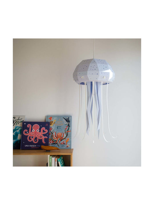 Owl Paperlamps Single-Light Kids Ceiling Light Paper with E27 Socket Blue 60x30cm