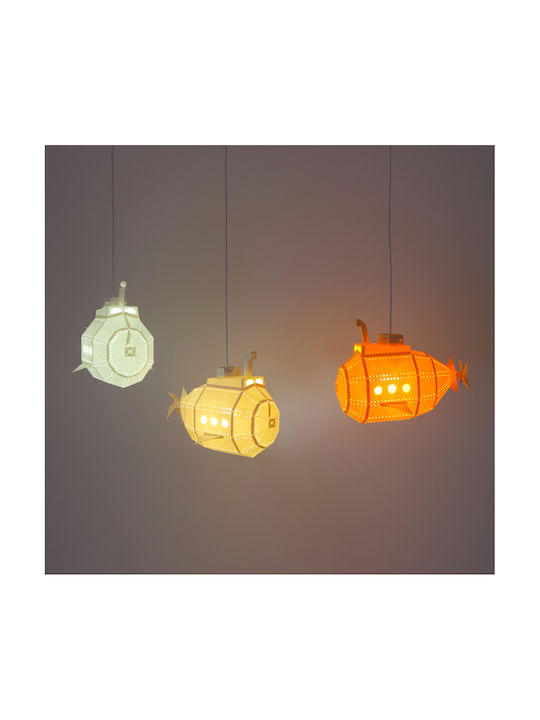 Owl Paperlamps Single-Light Kids Ceiling Light Paper with E27 Socket Yellow 34x27cm