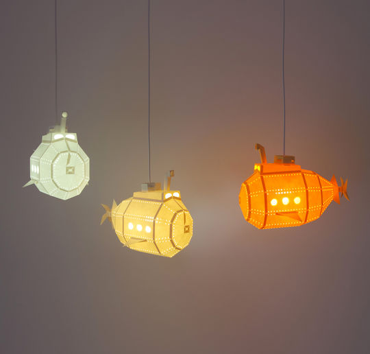Owl Paperlamps Einfaches Licht Kinderzimmer-Deckenleuchte aus Papier mit E27-Fassung Gelb 34x27cm