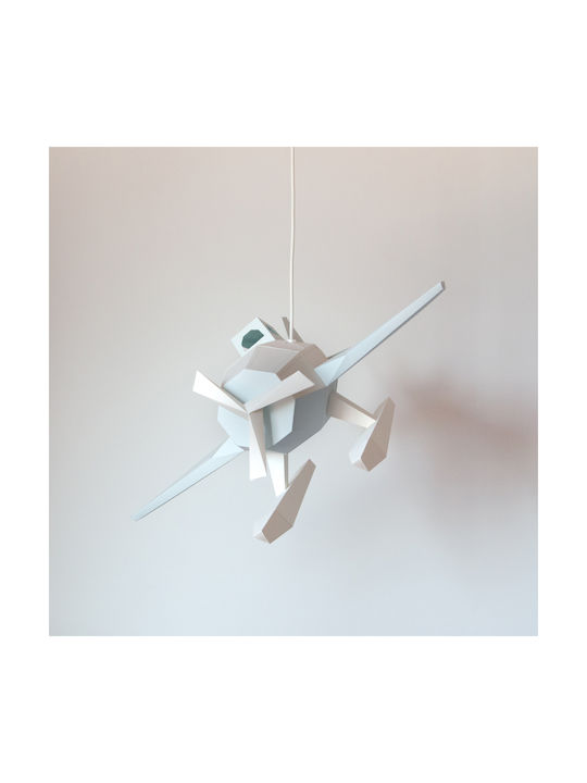 Owl Paperlamps Single-Light Kids Ceiling Light Paper with E27 Socket Blue 45x39cm