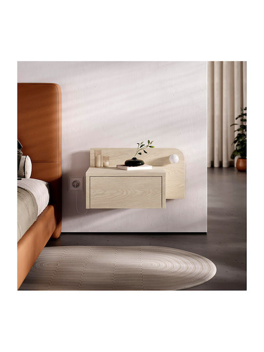 Bedside Table Dotta Wooden Beige 52x33.6x28cm