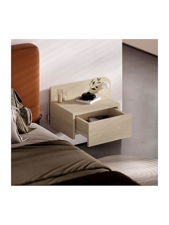 Bedside Table Dotta Wooden Beige 52x33.6x28cm