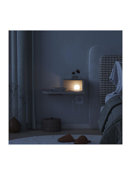 Luno Wooden Bedside Table with Metal Legs Ecru 40x30x16.2cm
